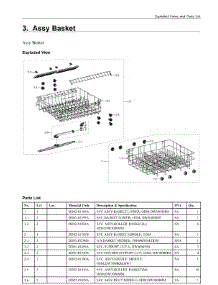 3. Assy Basket parts for Samsung Dishwasher DW80R2031UW/AA from AppliancePartsPros.com