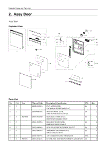 2. Assy Door parts for Samsung Dishwasher DW80T5040US/AC from AppliancePartsPros.com