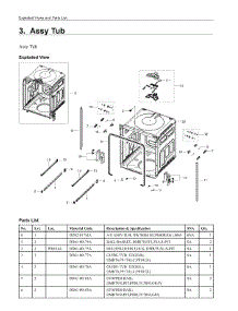 3. Assy Tub parts for Samsung Dishwasher DW80T5040US/AC from AppliancePartsPros.com