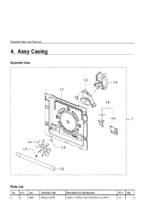 4. Assy Casing parts for Samsung Microwave MC11K7035CG-AA from AppliancePartsPros.com
