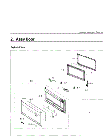 2. Assy Door parts for Samsung Microwave ME21F707MJT-AC from AppliancePartsPros.com
