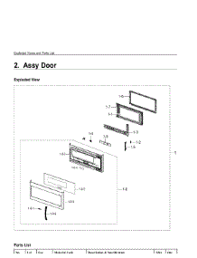 2. Assy Door parts for Samsung Microwave ME21K7010DS-A2 from AppliancePartsPros.com