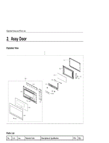 2. Assy Door parts for Samsung Microwave ME21R706BAT-AA from AppliancePartsPros.com
