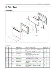 2. Assy Door parts for Samsung Range NE58K9560WS/AC from AppliancePartsPros.com