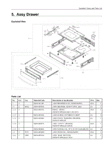 5. Assy Drawer parts for Samsung Range NE58K9560WS/AC from AppliancePartsPros.com