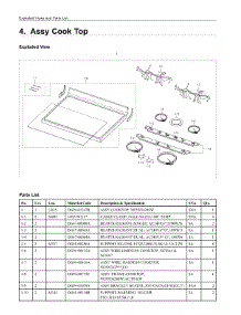 4. Assy Cook Top parts for Samsung Range NE59J3420SW/AC from AppliancePartsPros.com
