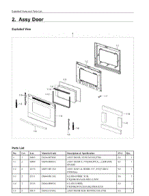 2. Assy Door parts for Samsung Range NE59J3421SS/AC from AppliancePartsPros.com
