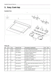 5. Assy Cook Top parts for Samsung Range NE59J3421SS/AC from AppliancePartsPros.com