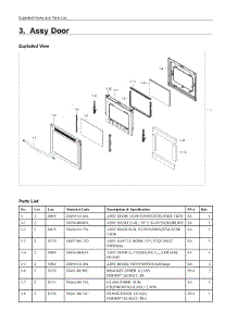 3. Assy Door parts for Samsung Range NE59J7651WS/AC from AppliancePartsPros.com