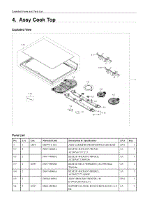 4. Assy Cook Top parts for Samsung Range NE59J7651WS/AC from AppliancePartsPros.com