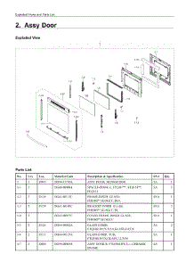 2. Assy Door parts for Samsung Range NE59M4320SG/AA from AppliancePartsPros.com