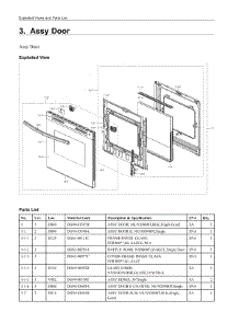 3. Assy Door parts for Samsung Range NE63T8311SG/AA from AppliancePartsPros.com