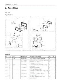 2. Assy Door parts for Samsung Wall Oven NV75A6679RK/ET from AppliancePartsPros.com