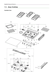 1.3. Assy Cooktop parts for Samsung Range NX58H5650WS/AC from AppliancePartsPros.com