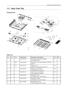 1.3. Assy Cook Top parts for Samsung Range NX58H9950WS/AC from AppliancePartsPros.com