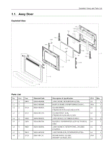 1.1. Assy Door parts for Samsung Range NX58H9950WS/AC from AppliancePartsPros.com