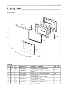 2. Assy Door parts for Samsung Range NX58M5600SB/AA from AppliancePartsPros.com