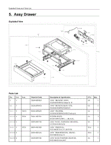 5. Assy Drawer parts for Samsung Range NX58M5600SW/AA from AppliancePartsPros.com