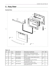 2. Assy Door parts for Samsung Range NX58M5600SW/AA from AppliancePartsPros.com