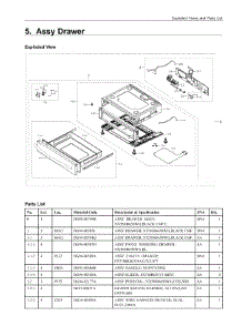 5. Assy Drawer parts for Samsung Range NX58M6650WG/AA from AppliancePartsPros.com