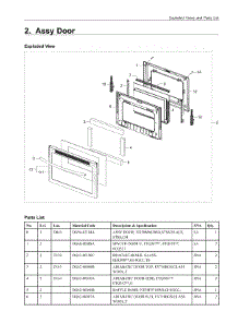 2. Assy Door parts for Samsung Range NX58M6650WG/AA from AppliancePartsPros.com