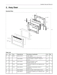 2. Assy Door parts for Samsung Range NX58M6650WS/AA from AppliancePartsPros.com
