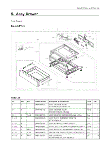5. Assy Drawer parts for Samsung Range NX58M9420SS/AA from AppliancePartsPros.com