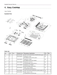 4. Assy Cooktop parts for Samsung Range NX58M9420SS/AA from AppliancePartsPros.com