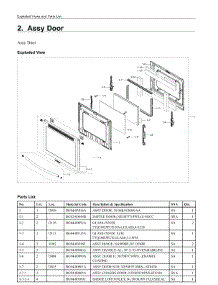 2. Assy Door parts for Samsung Range NX58M9420SS/AA from AppliancePartsPros.com