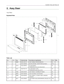 2. Assy Door parts for Samsung Range NX58N9420SG/AA from AppliancePartsPros.com