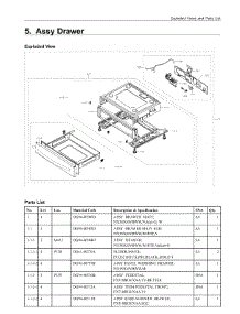 5. Assy Drawer parts for Samsung Range NX58T5601SW/AA from AppliancePartsPros.com