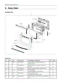 2. Assy Door parts for Samsung Range NX58T7511SG/AA from AppliancePartsPros.com
