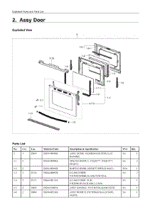 2. Assy Door parts for Samsung Range NX58T7511SS/AA from AppliancePartsPros.com