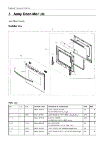 3. Assy Door-Module parts for Samsung Range NX60A6111SW/AA from AppliancePartsPros.com
