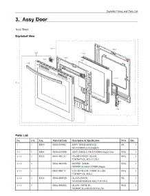 3. Assy Door parts for Samsung Range NX60T8511ST/AA from AppliancePartsPros.com