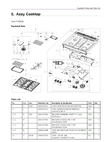 5. Assy Cooktop parts for Samsung Range NX60T8511ST/AA from AppliancePartsPros.com