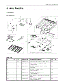 5. Assy Cooktop parts for Samsung Range NX60T8711ST/AA from AppliancePartsPros.com