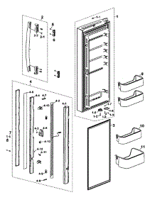 Left Door parts for Samsung Refrigerator RF197ACWP/XAC from AppliancePartsPros.com