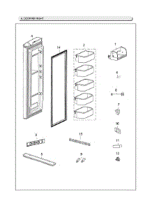 Right Refrigerator Door Parts parts for Samsung Refrigerator RF266AFRS/XAC from AppliancePartsPros.com