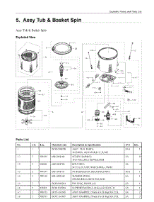 5. Assy Tub & Basket Spin parts for Samsung Washer WA44A3405AP/A4 from AppliancePartsPros.com