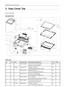 3. Assy Cover Top parts for Samsung Washer WA44A3405AW/A4 from AppliancePartsPros.com