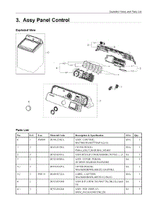 3. Assy Panel Control parts for Samsung Washer WA48J7770AP/AA from AppliancePartsPros.com