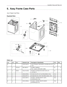 6. Assy Frame Case Parts parts for Samsung Washer WA51A5505AV/US from AppliancePartsPros.com