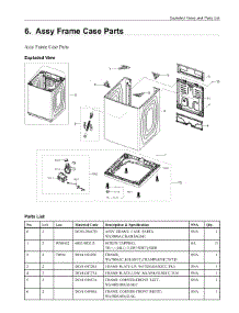6. Assy Frame Case Parts parts for Samsung Washer WA52A5500AC/US from AppliancePartsPros.com