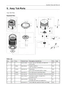 5. Assy Tub Parts parts for Samsung Washer WA52A5500AV/US from AppliancePartsPros.com