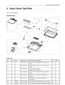 3. Assy Cover Top Parts parts for Samsung Washer WA54A7305AV/US from AppliancePartsPros.com