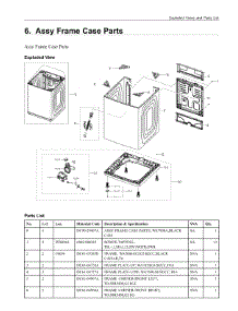 6. Assy Frame Case Parts parts for Samsung Washer WA54A7305AV/US from AppliancePartsPros.com