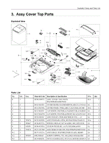 3. Assy Cover Top Parts parts for Samsung Washer WA54M8750AV/A4 from AppliancePartsPros.com