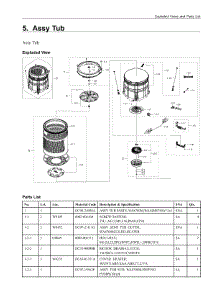 5. Assy Tub parts for Samsung Washer WA54M8750AW/A4 from AppliancePartsPros.com
