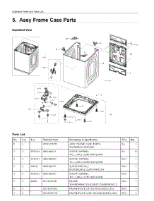 5. Assy Frame Case Parts parts for Samsung Washer WA54R7600AC/US from AppliancePartsPros.com
